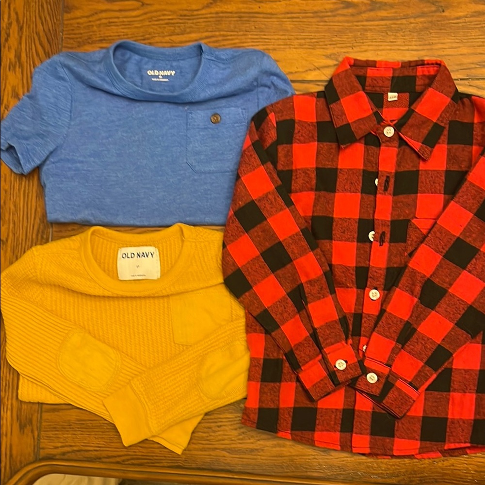 Old Navy Kids Red and Black Plaid Shirt